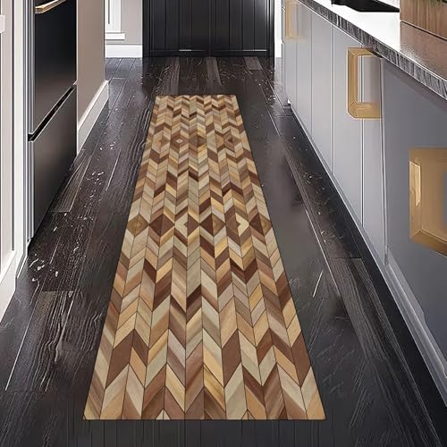 Dppyuxa Flurteppich Läufer Rustikal Holz Lang und rutschfest Traditionell Muster Küchenläufer Waschbar, Teppich Geometrisch Chevron für Küche, Waschküche, Eingang, Maschinenwaschbar 60x210 cm Dppyuxa Flurteppich Läufer Rustikal Holz Lang und rutschfest Traditionell Muster Küchenläufer Waschbar, Teppich Geometrisch Chevron für Küche, Waschküche, Eingang, Maschinenwaschbar 60x210 cm von Dppyuxa