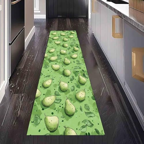 Dppyuxa Früchte Birne Flurteppich Läufer Lustig Blatt rutschfest und Waschbar, Teppich Lang für Flur und Küche Küchenteppich Karikatur Essen Teppich Maschinenwaschbar 60x180 cm Dppyuxa Früchte Birne Flurteppich Läufer Lustig Blatt rutschfest und Waschbar, Teppich Lang für Flur und Küche Küchenteppich Karikatur Essen Teppich Maschinenwaschbar 60x180 cm von Dppyuxa