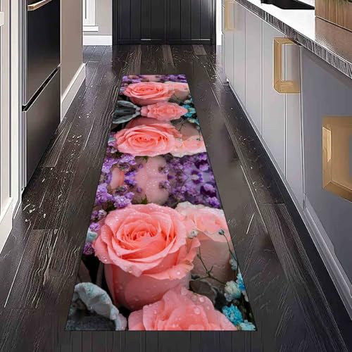 Dppyuxa Geblümt Rose Läufer Teppich Romantisch Blumen Küche & Flur, Rutschfester und Waschbarer Küchenläufer Dekoration Flurteppich Lang Frühling Blumenstrauß Küchenteppich 60x240 cm Dppyuxa Geblümt Rose Läufer Teppich Romantisch Blumen Küche & Flur, Rutschfester und Waschbarer Küchenläufer Dekoration Flurteppich Lang Frühling Blumenstrauß Küchenteppich 60x240 cm von Dppyuxa