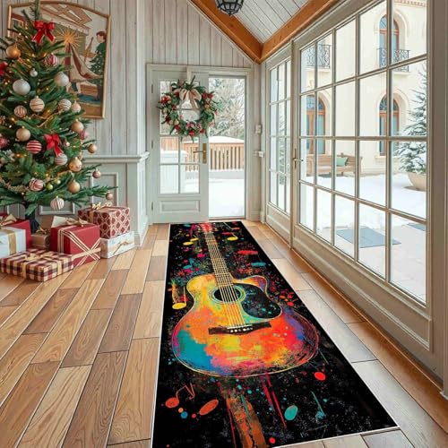 Dppyuxa Graffiti Gitarre Teppich Läufer Flur Pop Art Musik Lang Waschbar und rutschfest Abstrakt Instrument Küchenläufer Flurteppich für Küche & Eingangsbereich Dppyuxa Graffiti Gitarre Teppich Läufer Flur Pop Art Musik Lang Waschbar und rutschfest Abstrakt Instrument Küchenläufer Flurteppich für Küche & Eingangsbereich von Dppyuxa