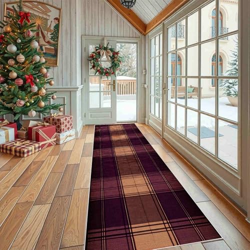 Dppyuxa Karierte Muster Teppich Läufer Flur Geometrie Linie Lang Waschbar und rutschfest Traditionell Plaid Küchenläufer Flurteppich für Küche & Eingangsbereich Dppyuxa Karierte Muster Teppich Läufer Flur Geometrie Linie Lang Waschbar und rutschfest Traditionell Plaid Küchenläufer Flurteppich für Küche & Eingangsbereich von Dppyuxa