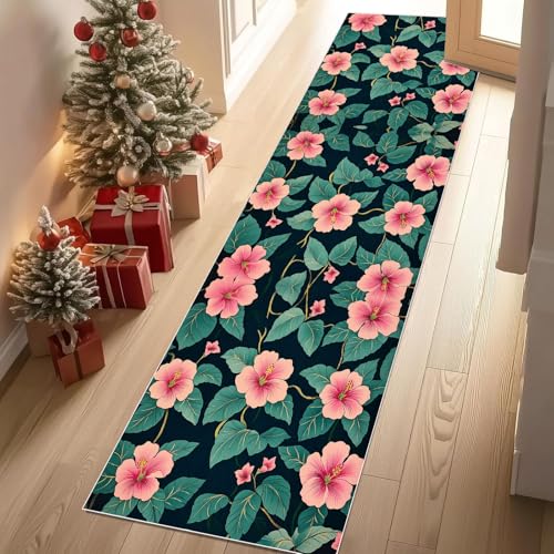 Dppyuxa Küchenläufer Tropisch Hibiskus Waschbar rutschfest Blumen Blüte Teppich Läufer für Küche und Flur Botanisch Blätter Küchenteppich Maschinenwaschbar Schmutzabweisend für Eingang 80x300 cm Dppyuxa Küchenläufer Tropisch Hibiskus Waschbar rutschfest Blumen Blüte Teppich Läufer für Küche und Flur Botanisch Blätter Küchenteppich Maschinenwaschbar Schmutzabweisend für Eingang 80x300 cm von Dppyuxa