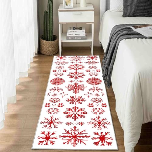 Dppyuxa Küchenläufer Weihnachten Schnee Waschbar und rutschfest Geometrie Dreieck Teppich Läufer für Küche und Flur Winter Dekoration Küchenteppich Maschinenwaschbar Schmutzabweisend 60x120 cm von Dppyuxa
