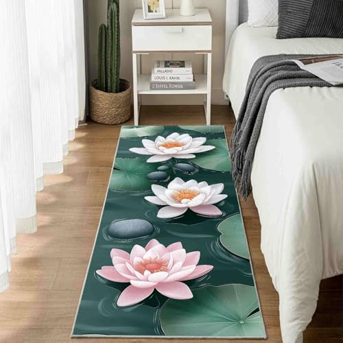 Dppyuxa Läufer Teppich Botanisch Lotus Küche & Flur, Rutschfester und Waschbarer Küchenläufer Natur Wasserlilie Dekoration Flurteppich Lang Teich Kiesel Küchenteppich 60x240 cm Dppyuxa Läufer Teppich Botanisch Lotus Küche & Flur, Rutschfester und Waschbarer Küchenläufer Natur Wasserlilie Dekoration Flurteppich Lang Teich Kiesel Küchenteppich 60x240 cm von Dppyuxa
