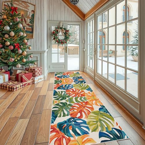 Dppyuxa Läufer für Flur und Küche Tropisch Blatt Teppich rutschfest Waschbarer Botanisch Monstera Küchenteppich Bunt Pflanzen Langer Flurteppich Schmutzabweisend für Eingang Schlafzimmer 80x200 cm Dppyuxa Läufer für Flur und Küche Tropisch Blatt Teppich rutschfest Waschbarer Botanisch Monstera Küchenteppich Bunt Pflanzen Langer Flurteppich Schmutzabweisend für Eingang Schlafzimmer 80x200 cm von Dppyuxa