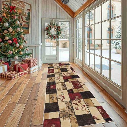 Dppyuxa Läufer für Küche Flur Bauernhaus Patchwork Rutschfester Teppich Waschbar, Küchenläufer Rustikal BlumenFlurteppich Lang Landhausstil Blatt Küchenteppich 80x240 cm Dppyuxa Läufer für Küche Flur Bauernhaus Patchwork Rutschfester Teppich Waschbar, Küchenläufer Rustikal BlumenFlurteppich Lang Landhausstil Blatt Küchenteppich 80x240 cm von Dppyuxa