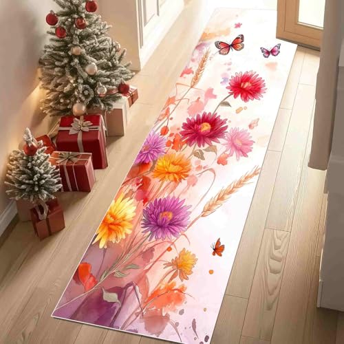 Dppyuxa Läufer für Küche Flur Tintenspritzer Blume Rutschfester Teppich Waschbar, Küchenläufer Aquarell Schmetterling Maschinenwaschbar Flurteppich Lang Abstrakt Weizen Küchenteppich 80x240 cm Dppyuxa Läufer für Küche Flur Tintenspritzer Blume Rutschfester Teppich Waschbar, Küchenläufer Aquarell Schmetterling Maschinenwaschbar Flurteppich Lang Abstrakt Weizen Küchenteppich 80x240 cm von Dppyuxa