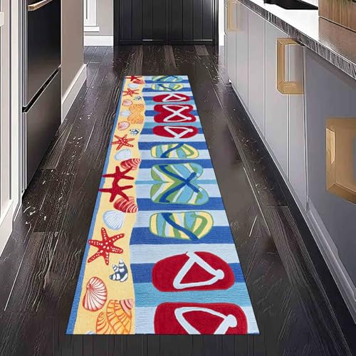 Dppyuxa Strand Flip Flops Teppich Läufer Flur Sommer Seestern Lang Waschbar und rutschfest Küchenläufer Ozean Hülse Flurteppich für Küche & Eingangsbereich 60x150 cm Dppyuxa Strand Flip Flops Teppich Läufer Flur Sommer Seestern Lang Waschbar und rutschfest Küchenläufer Ozean Hülse Flurteppich für Küche & Eingangsbereich 60x150 cm von Dppyuxa