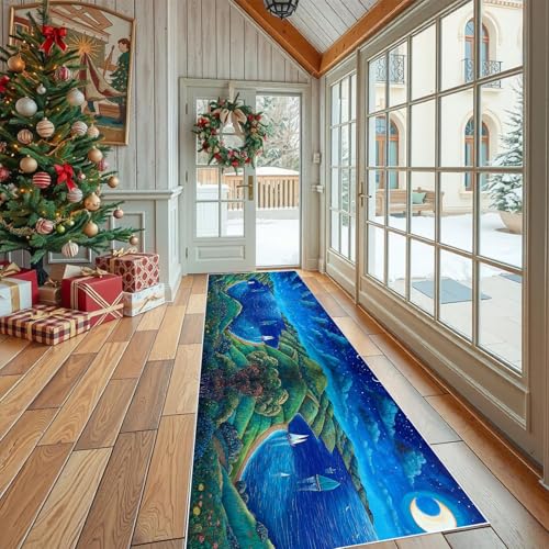 Dppyuxa Teppich Läufer Flur Abstrakte Natur rutschfest und Waschbar Wunderland Mond Küchenläufer lang für die Küche Mystischer See Flurteppich auch als Bettvorleger für Schlafzimmer 60x150 cm Dppyuxa Teppich Läufer Flur Abstrakte Natur rutschfest und Waschbar Wunderland Mond Küchenläufer lang für die Küche Mystischer See Flurteppich auch als Bettvorleger für Schlafzimmer 60x150 cm von Dppyuxa
