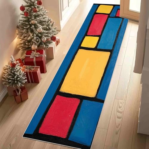 Dppyuxa Teppich Läufer Flur Geometrie Quadrat Lang Waschbar und rutschfest Modern Farbblock Küchenläufer Abstrakt Rechteck Flurteppich für Küche & Eingangsbereich 60x150 cm Dppyuxa Teppich Läufer Flur Geometrie Quadrat Lang Waschbar und rutschfest Modern Farbblock Küchenläufer Abstrakt Rechteck Flurteppich für Küche & Eingangsbereich 60x150 cm von Dppyuxa