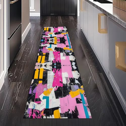 Dppyuxa Teppich Läufer Flur Horror Dämon rutschfest und Waschbar Mystisch Muster Küchenläufer lang für die Küche Barock Design Flurteppich auch als Bettvorleger für Schlafzimmer 60x150 cm von Dppyuxa
