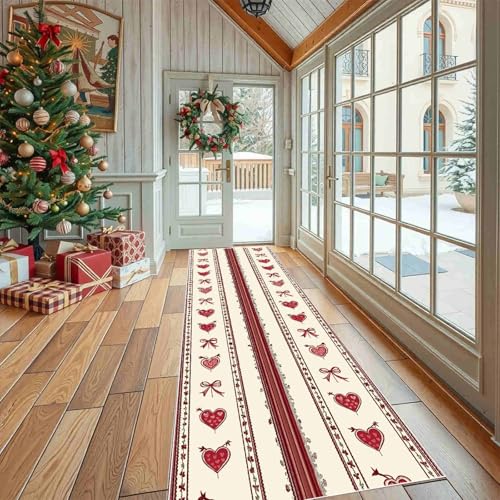 Dppyuxa Teppich Läufer Flur Liebe Herzform Lang Waschbar und rutschfest Retro Pfeil Küchenläufer Romantisch Schleife Flurteppich für Küche & Eingangsbereich 60x150 cm Dppyuxa Teppich Läufer Flur Liebe Herzform Lang Waschbar und rutschfest Retro Pfeil Küchenläufer Romantisch Schleife Flurteppich für Küche & Eingangsbereich 60x150 cm von Dppyuxa