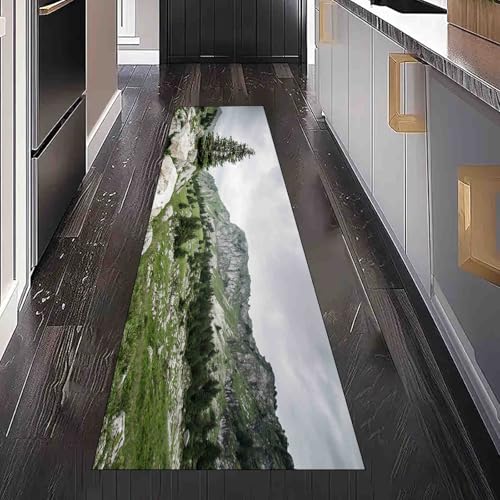 Dppyuxa Teppich Läufer Flur Natur Landschaft Lang Waschbar und rutschfest Gebirge Berg Küchenläufer Wald Kiefer Flurteppich für Küche & Eingangsbereich 60x150 cm Dppyuxa Teppich Läufer Flur Natur Landschaft Lang Waschbar und rutschfest Gebirge Berg Küchenläufer Wald Kiefer Flurteppich für Küche & Eingangsbereich 60x150 cm von Dppyuxa