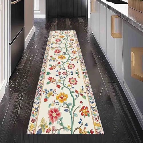 Dppyuxa Waschbarer Küchenläufer Traditionell Blumen rutschfest Teppich für Küche und Flur Chinoiserie Ranke Langer Flurteppich Vintage Geblümt Küchenteppich Maschinenwaschbar 80x180 cm Dppyuxa Waschbarer Küchenläufer Traditionell Blumen rutschfest Teppich für Küche und Flur Chinoiserie Ranke Langer Flurteppich Vintage Geblümt Küchenteppich Maschinenwaschbar 80x180 cm von Dppyuxa