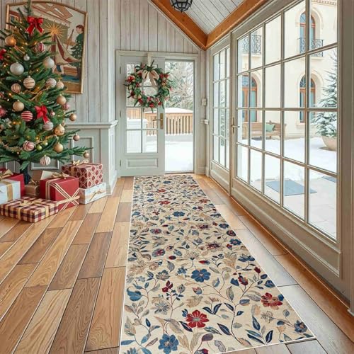 Küchenläufer Vintage Geblümt Waschbar und Rutschfest Landhausstil Blumenmuster Teppich Läufer für Küche und Flur Traditionell Pflanze Küchenteppich Maschinenwaschbar Schmutzabweisend 80x300 cm Küchenläufer Vintage Geblümt Waschbar und Rutschfest Landhausstil Blumenmuster Teppich Läufer für Küche und Flur Traditionell Pflanze Küchenteppich Maschinenwaschbar Schmutzabweisend 80x300 cm von Dppyuxa