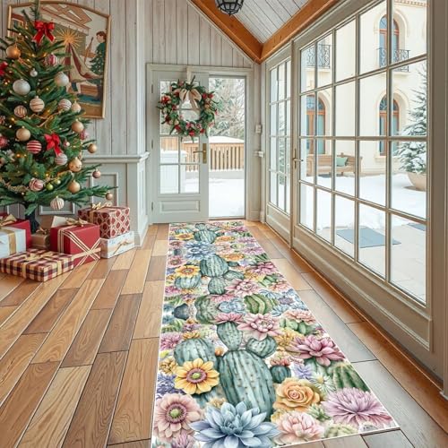 Läufer für Flur und Küche Botanisch Sukkulente Teppich Rutschfest Waschbarer Garten Kaktus Küchenteppich Exotisch Pflanze Langer Flurteppich Schmutzabweisend für Eingang Schlafzimmer 80x200 cm Läufer für Flur und Küche Botanisch Sukkulente Teppich Rutschfest Waschbarer Garten Kaktus Küchenteppich Exotisch Pflanze Langer Flurteppich Schmutzabweisend für Eingang Schlafzimmer 80x200 cm von Dppyuxa