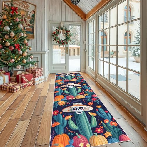Läufer für Flur und Küche Dia de los Muertos Teppich Rutschfest Waschbarer Gruselig Schädel Küchenteppich Mexikanisch Kaktus Langer Flurteppich Schmutzabweisend für Eingang Schlafzimmer 80x200 cm Läufer für Flur und Küche Dia de los Muertos Teppich Rutschfest Waschbarer Gruselig Schädel Küchenteppich Mexikanisch Kaktus Langer Flurteppich Schmutzabweisend für Eingang Schlafzimmer 80x200 cm von Dppyuxa