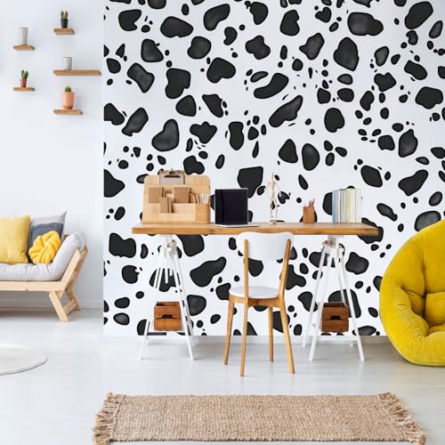 Minimalistische Kuh Punkte Tapeten Wohnzimmer Tier Druck Motivtapete 3D Tapete Schwarz Weiß Wanddeko Schlafzimmer Flur Badezimmer Fototapete Panoram 400x280 cm Minimalistische Kuh Punkte Tapeten Wohnzimmer Tier Druck Motivtapete 3D Tapete Schwarz Weiß Wanddeko Schlafzimmer Flur Badezimmer Fototapete Panoram 400x280 cm von Dppyuxa
