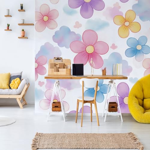 Natur Landschaft Blume Fototapete 3D Effekt Botanisch Filialen Wandtapete Schlafzimmer Frühling Himmel Vliestapete Wanddeko Wallpaper Dekoration Tapete Zimmer Wohnzimmer Cafe 450x315 cm von Dppyuxa