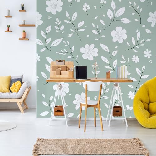 Pastoralen Stil Blumenpflanzen Fototapete 3D Botanisch Blatt Tapete Flur Natur Geblümt Wandtapete Vliestapete Wasserdicht Atmungsaktiv Wohnzimmer Schlafzimmer Kinderzimmer Dekorieren 250x175 cm von Dppyuxa