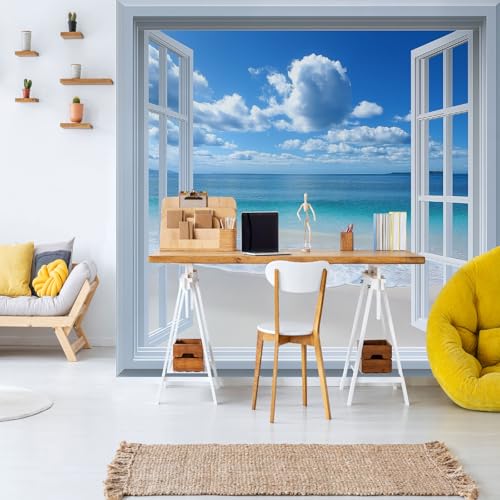 Strand Wellen Tapeten Wohnzimmer Himmel Sonne Motivtapete 3D Tapete Blau Wanddeko Schlafzimmer Flur Badezimmer Fototapete Panoram 400x280 cm Strand Wellen Tapeten Wohnzimmer Himmel Sonne Motivtapete 3D Tapete Blau Wanddeko Schlafzimmer Flur Badezimmer Fototapete Panoram 400x280 cm von Dppyuxa
