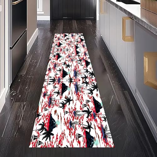 Teppich Läufer Flur Abstrakte Malerei Rutschfest und Waschbar Farbblock Tintenmalerei Küchenläufer lang für die Küche Modernes Design Flurteppich auch als Bettvorleger für Schlafzimmer 60x150 cm von Dppyuxa