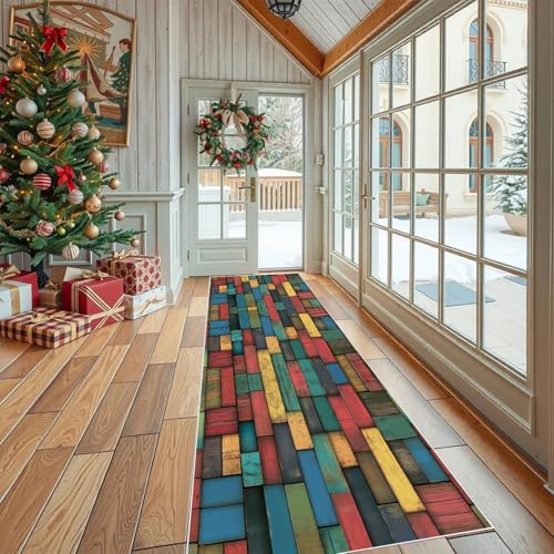 Teppich Läufer Rustikaler Holz für Flur Waschbar Bunt Polygon Küchenteppich rutschfest für die Küche Modernes Muster Bettvorleger Maschinenwaschbar und Schmutzabweisend für Schlafzimmer 60x240 cm Teppich Läufer Rustikaler Holz für Flur Waschbar Bunt Polygon Küchenteppich rutschfest für die Küche Modernes Muster Bettvorleger Maschinenwaschbar und Schmutzabweisend für Schlafzimmer 60x240 cm von Dppyuxa