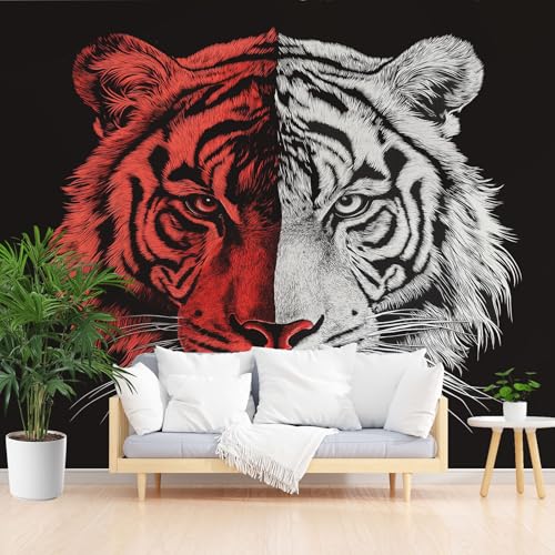 Tierdruck Tiger Tapeten Wohnzimmer Wildes Tier Motivtapete 3D Tapete Schwarz Wanddeko Schlafzimmer Flur Badezimmer Fototapete Panoram 400x280 cm Tierdruck Tiger Tapeten Wohnzimmer Wildes Tier Motivtapete 3D Tapete Schwarz Wanddeko Schlafzimmer Flur Badezimmer Fototapete Panoram 400x280 cm von Dppyuxa