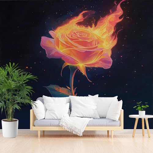 Traum Flammen Rose Tapeten Wohnzimmer Fantasy Pflanze Motivtapete 3D Tapete Schwarz Wanddeko Schlafzimmer Flur Badezimmer Fototapete Panoram 400x280 cm Traum Flammen Rose Tapeten Wohnzimmer Fantasy Pflanze Motivtapete 3D Tapete Schwarz Wanddeko Schlafzimmer Flur Badezimmer Fototapete Panoram 400x280 cm von Dppyuxa