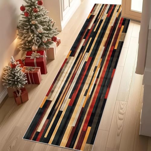 Waschbarer Küchenläufer Abstrakt Streifenmuster Rutschfester Teppich Modern Farbblock für Küche und Flur, Langer Läufer Minimalistisch Holz Teppich Maschinenwaschbar, Schmutzabweisend 80x180 cm Waschbarer Küchenläufer Abstrakt Streifenmuster Rutschfester Teppich Modern Farbblock für Küche und Flur, Langer Läufer Minimalistisch Holz Teppich Maschinenwaschbar, Schmutzabweisend 80x180 cm von Dppyuxa