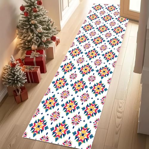 Waschbarer Küchenläufer Mandala Geblümt Rutschfester Teppich Aztekenmuster Muster für Küche und Flur, Langer Läufer Teppich Maschinenwaschbar, Schmutzabweisend, auch als Bettvorleger 80x180 cm von Dppyuxa