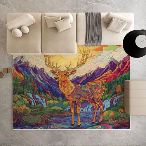 Dpvbffx Abstrakte Dschungeltiere Teppich rutschfest Weich, Wald Hirsch Teppich Wohnzimmer 80x120 cm, Wild Tier Thema Teppiche Kurzflor Waschbare fur Schlafzimmer, Badezimmer, Kinderzimmer Dpvbffx Abstrakte Dschungeltiere Teppich rutschfest Weich, Wald Hirsch Teppich Wohnzimmer 80x120 cm, Wild Tier Thema Teppiche Kurzflor Waschbare fur Schlafzimmer, Badezimmer, Kinderzimmer von Dpvbffx