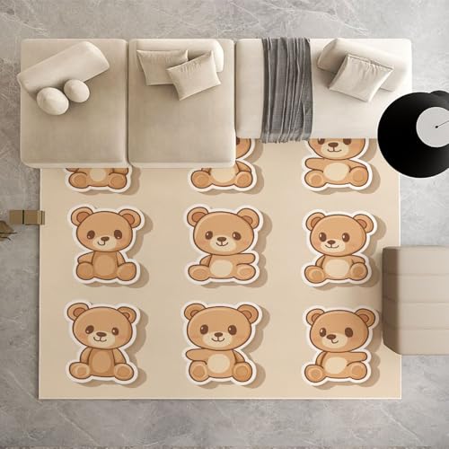 Dpvbffx Bärchen Puppe Teppich Wohnzimmer, Kawaii Bär Kurzflor Teppich 140x200 cm, Niedlich Kinder Karikatur Teppiche Antirutsch Weich Waschbare Teppiche Kinderzimmer Schlafzimmer Bettvorleger Dpvbffx Bärchen Puppe Teppich Wohnzimmer, Kawaii Bär Kurzflor Teppich 140x200 cm, Niedlich Kinder Karikatur Teppiche Antirutsch Weich Waschbare Teppiche Kinderzimmer Schlafzimmer Bettvorleger von Dpvbffx