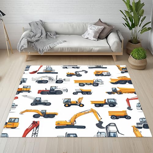 Dpvbffx Bagger Kran Traktor Teppich Groß 160x230 cm, Truck Baufahrzeuge Waschbare Teppiche Antirutsch, Karikatur Auto Teppich Weich Kurzflor Fur Wohnzimmer Schlafzimmer Kinderzimmer Bettvorleger Dpvbffx Bagger Kran Traktor Teppich Groß 160x230 cm, Truck Baufahrzeuge Waschbare Teppiche Antirutsch, Karikatur Auto Teppich Weich Kurzflor Fur Wohnzimmer Schlafzimmer Kinderzimmer Bettvorleger von Dpvbffx