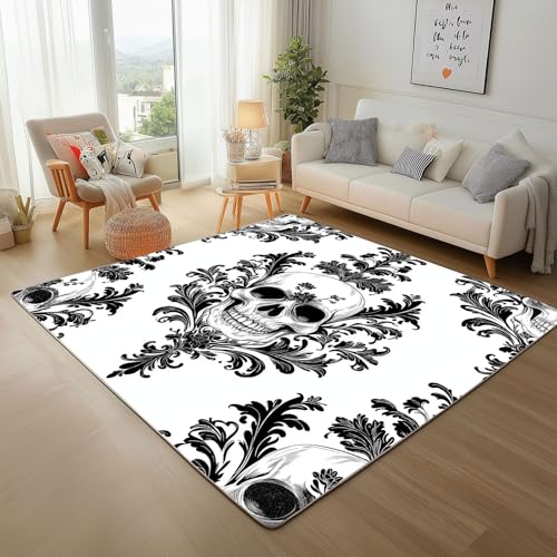 Dpvbffx Barock Totenkopf Fußmatte 40x60 cm, Gotisch Schädel Teppich Klein rutschfest, Damast Skull Teppich Kurzflor, Waschbarer Teppiche Gegend Schmutzfangmatte fur Innen Outdoor Eingang Dpvbffx Barock Totenkopf Fußmatte 40x60 cm, Gotisch Schädel Teppich Klein rutschfest, Damast Skull Teppich Kurzflor, Waschbarer Teppiche Gegend Schmutzfangmatte fur Innen Outdoor Eingang von Dpvbffx