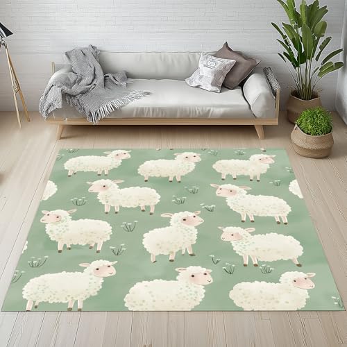 Dpvbffx Bauernhof Tier Teppich rutschfest Weich, Kawaii Schaf Teppich Wohnzimmer 80x150 cm, Karikatur Tier Kinder Teppiche Kurzflor Waschbare fur Schlafzimmer, Badezimmer, Kinderzimmer Dpvbffx Bauernhof Tier Teppich rutschfest Weich, Kawaii Schaf Teppich Wohnzimmer 80x150 cm, Karikatur Tier Kinder Teppiche Kurzflor Waschbare fur Schlafzimmer, Badezimmer, Kinderzimmer von Dpvbffx