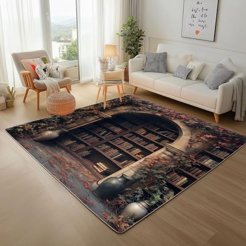 Dpvbffx Bibliothek Teppich Groß 200x290 cm, Mittelalter Märchen Waschbare Teppiche Antirutsch, Retro Bücherregal Teppich Weich Kurzflor Fur Wohnzimmer Schlafzimmer Kinderzimmer Bettvorleger Dpvbffx Bibliothek Teppich Groß 200x290 cm, Mittelalter Märchen Waschbare Teppiche Antirutsch, Retro Bücherregal Teppich Weich Kurzflor Fur Wohnzimmer Schlafzimmer Kinderzimmer Bettvorleger von Dpvbffx