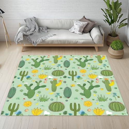 Dpvbffx Blumen Kaktus Teppich Wohnzimmer Schlafzimmer, Grün Succulent Kurzflor Teppich 140x200 cm, Pflanzen Botanisch Teppiche Antirutsch Weich Waschbare Teppiche Kinderzimmer Bettvorleger Dpvbffx Blumen Kaktus Teppich Wohnzimmer Schlafzimmer, Grün Succulent Kurzflor Teppich 140x200 cm, Pflanzen Botanisch Teppiche Antirutsch Weich Waschbare Teppiche Kinderzimmer Bettvorleger von Dpvbffx