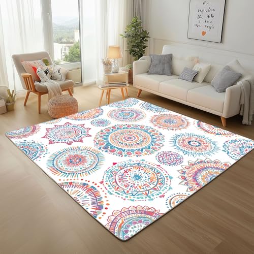 Dpvbffx Blumen Medaillon Teppich rutschfest, Böhmen Mandala Teppich Wohnzimmer 100x150 cm, Vintage Ethnisch Teppiche Kurzflor Waschbare fur Schlafzimmer Badezimmer Kinderzimmer Schmutzfangteppich Dpvbffx Blumen Medaillon Teppich rutschfest, Böhmen Mandala Teppich Wohnzimmer 100x150 cm, Vintage Ethnisch Teppiche Kurzflor Waschbare fur Schlafzimmer Badezimmer Kinderzimmer Schmutzfangteppich von Dpvbffx