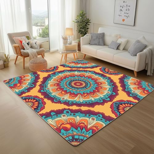 Dpvbffx Boho Mandala Teppich Groß 245x300 cm, Indisch Böhmen Blumen Waschbare Teppiche Antirutsch, Vintage Exotisch Teppich Weich Kurzflor Fur Wohnzimmer Schlafzimmer Kinderzimmer Bettvorleger Dpvbffx Boho Mandala Teppich Groß 245x300 cm, Indisch Böhmen Blumen Waschbare Teppiche Antirutsch, Vintage Exotisch Teppich Weich Kurzflor Fur Wohnzimmer Schlafzimmer Kinderzimmer Bettvorleger von Dpvbffx