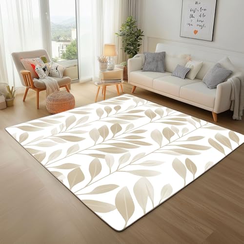 Dpvbffx Botanisch Blätter Fußmatte 60x90 cm, Pflanzenmotiv Teppich Klein rutschfest, Bauernhaus Landhausstil Teppich Kurzflor, Waschbarer Teppiche Gegend Schmutzfangmatte fur Innen Outdoor Eingang von Dpvbffx