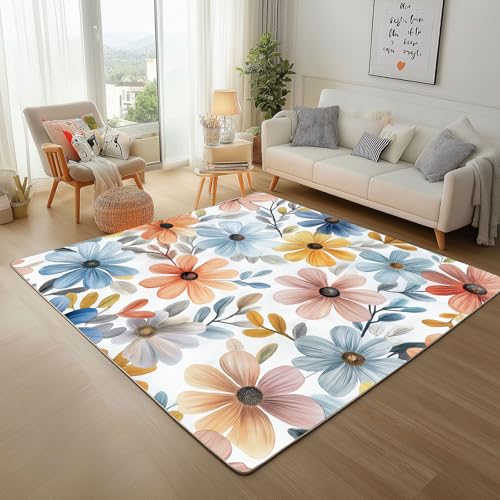 Dpvbffx Bunt Gänseblümchen Fußmatte 50x80 cm, Landhaus Blumenmuster Teppich Klein rutschfest, Pflanzen Blumen Teppich Kurzflor, Waschbarer Teppiche Gegend Schmutzfangmatte fur Innen Outdoor Eingang Dpvbffx Bunt Gänseblümchen Fußmatte 50x80 cm, Landhaus Blumenmuster Teppich Klein rutschfest, Pflanzen Blumen Teppich Kurzflor, Waschbarer Teppiche Gegend Schmutzfangmatte fur Innen Outdoor Eingang von Dpvbffx