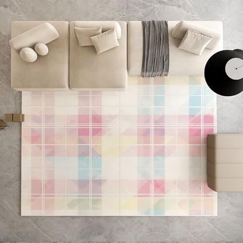 Dpvbffx Bunt Kariert Teppich rutschfest Weich, Gingham Schottenkaro Teppich Wohnzimmer 80x150 cm, Landhausstil Büffelkaro Teppiche Kurzflor Waschbare fur Schlafzimmer Badezimmer Kinderzimmer von Dpvbffx