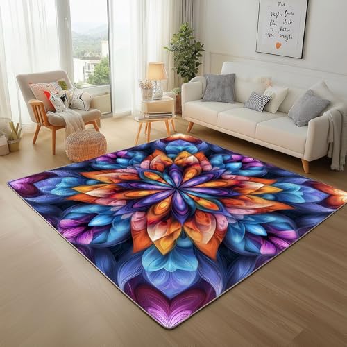 Dpvbffx Bunt Mandala Teppich rutschfest, Boho Abstrakte Blumen Teppich Wohnzimmer 80x120 cm, Mehrfarbig Blütenblatt Teppiche Kurzflor fur Schlafzimmer Badezimmer Kinderzimmer Schmutzfangteppich Dpvbffx Bunt Mandala Teppich rutschfest, Boho Abstrakte Blumen Teppich Wohnzimmer 80x120 cm, Mehrfarbig Blütenblatt Teppiche Kurzflor fur Schlafzimmer Badezimmer Kinderzimmer Schmutzfangteppich von Dpvbffx