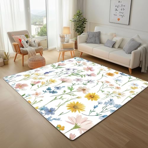 Dpvbffx Bunt Wildblumen Fußmatte 60x90 cm, Frühling Botanisch Blumen Teppich Klein rutschfest, Landhausstil Teppich Kurzflor, Waschbarer Teppiche Gegend Schmutzfangmatte fur Innen Outdoor Eingang Dpvbffx Bunt Wildblumen Fußmatte 60x90 cm, Frühling Botanisch Blumen Teppich Klein rutschfest, Landhausstil Teppich Kurzflor, Waschbarer Teppiche Gegend Schmutzfangmatte fur Innen Outdoor Eingang von Dpvbffx
