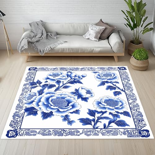 Dpvbffx Chinesischer Stil Teppich Groß 160x230 cm, Asien Pfingstrose Waschbare Teppiche Antirutsch, Vintage Blumenmotiv Teppich Weich Kurzflor Fur Wohnzimmer Schlafzimmer Kinderzimmer Bettvorleger Dpvbffx Chinesischer Stil Teppich Groß 160x230 cm, Asien Pfingstrose Waschbare Teppiche Antirutsch, Vintage Blumenmotiv Teppich Weich Kurzflor Fur Wohnzimmer Schlafzimmer Kinderzimmer Bettvorleger von Dpvbffx