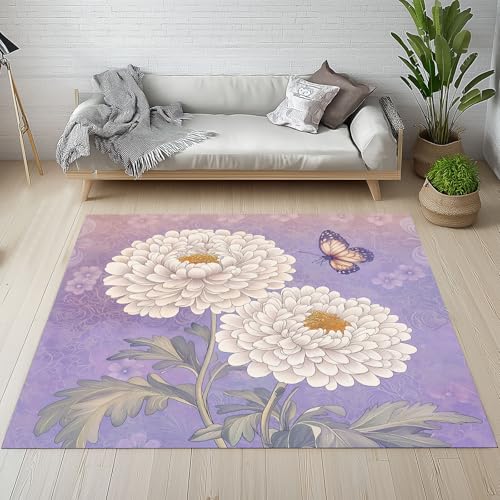 Dpvbffx Chrysantheme Fußmatte 50x80 cm, Schmetterling Blumen Teppich Klein rutschfest, Elegant Vintage Lila Teppich Kurzflor, Waschbarer Teppiche Gegend Schmutzfangmatte fur Innen Outdoor Eingang Dpvbffx Chrysantheme Fußmatte 50x80 cm, Schmetterling Blumen Teppich Klein rutschfest, Elegant Vintage Lila Teppich Kurzflor, Waschbarer Teppiche Gegend Schmutzfangmatte fur Innen Outdoor Eingang von Dpvbffx