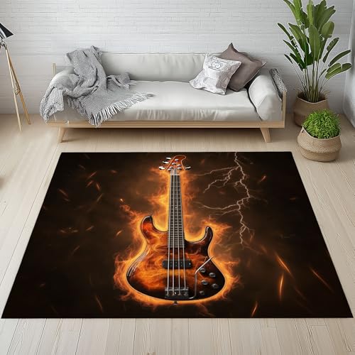 Dpvbffx Cool Gitarre Teppich Groß 245x300 cm, Musikinstrument Waschbare Teppiche Antirutsch, Rock Musik Thema Teppich Weich Kurzflor Fur Wohnzimmer Schlafzimmer Kinderzimmer Bettvorleger Dpvbffx Cool Gitarre Teppich Groß 245x300 cm, Musikinstrument Waschbare Teppiche Antirutsch, Rock Musik Thema Teppich Weich Kurzflor Fur Wohnzimmer Schlafzimmer Kinderzimmer Bettvorleger von Dpvbffx