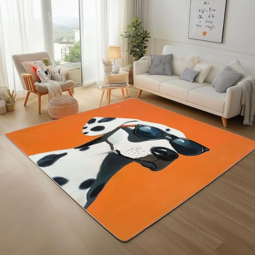 Dpvbffx Dalmatiner Fußmatte 50x80 cm, Hundeliebhaber Hundemotiv Teppich Klein rutschfest, Lustige Haustier Teppich Kurzflor, Waschbarer Teppiche Gegend Schmutzfangmatte fur Innen Outdoor Eingang von Dpvbffx