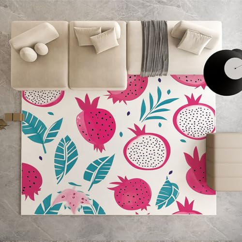 Dpvbffx Drachenfrucht Fußmatte 50x80 cm, Tropisch Frücht Teppich Klein rutschfest, Sommer Obst Waschbarer Teppich Kurzflor Weich, Teppiche Gegend Schmutzfangmatte fur Innen Outdoor Eingang von Dpvbffx